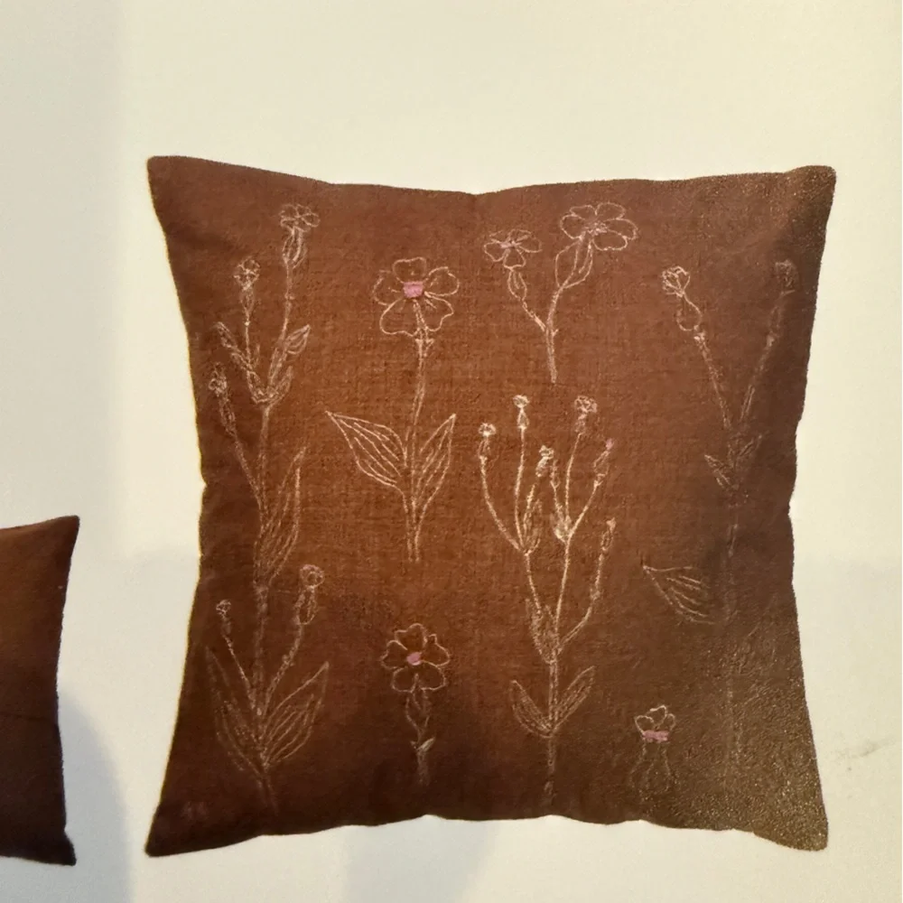 IKEA Brown Floral Cushion Cover AKERNEJLIKA 20in x 20in SET OF 2 BELOW RETAIL